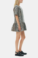 GANNI For Sale Leopard Open-back Mini Denim Dress