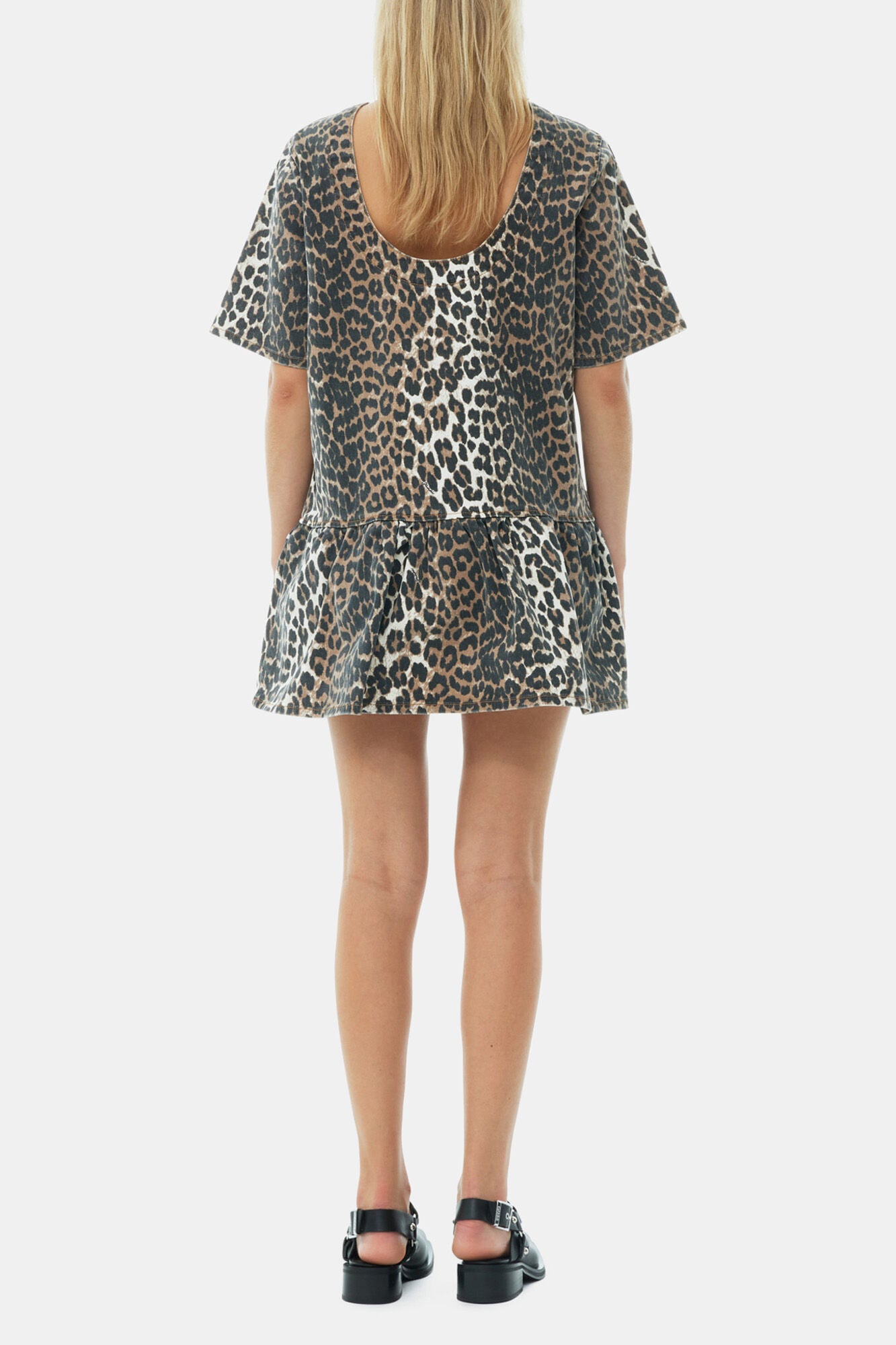 GANNI For Sale Leopard Open-back Mini Denim Dress