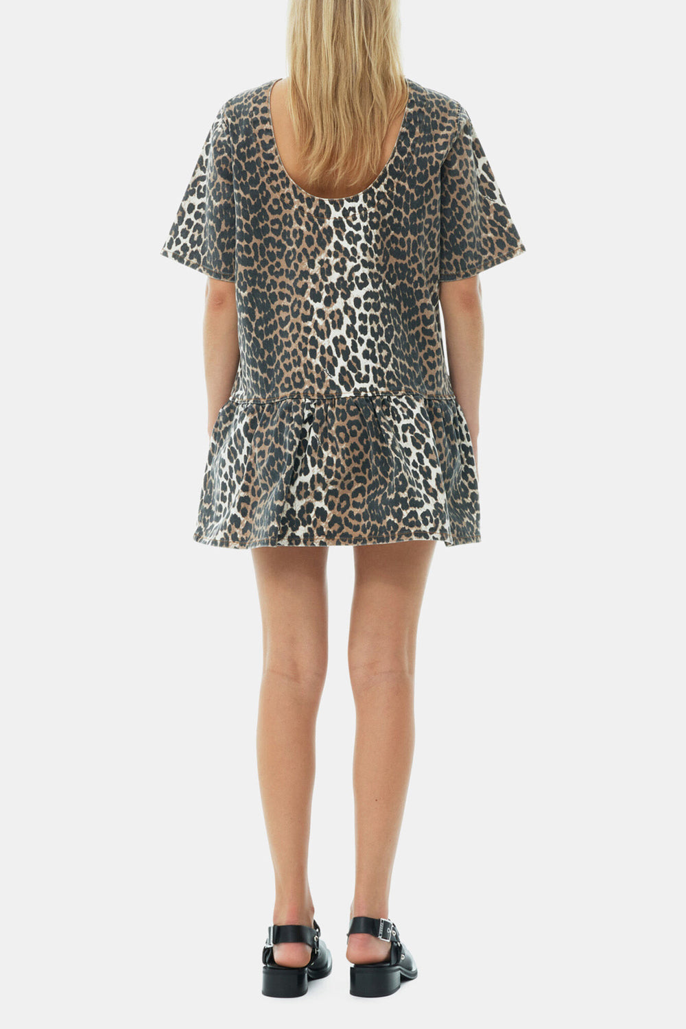 GANNI For Sale Leopard Open-back Mini Denim Dress
