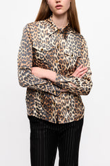 GANNI Outlet Leopard Print Satin Shirt