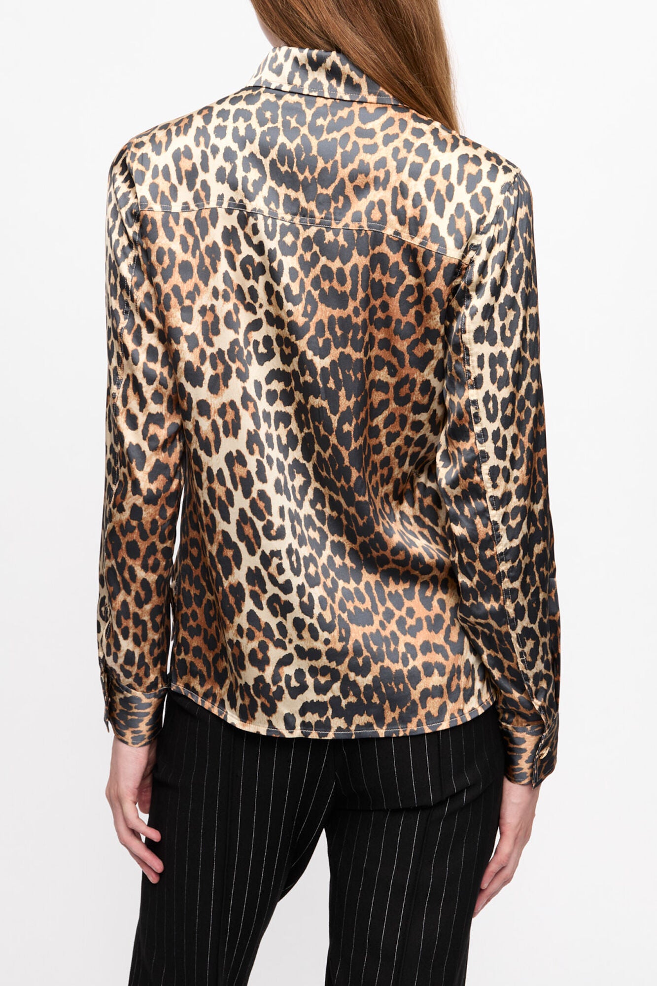 GANNI Outlet Leopard Print Satin Shirt