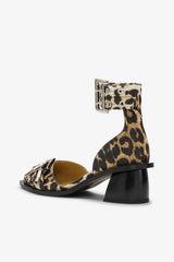 GANNI us Leopard Print Feminine Buckle Open Cut Pumps