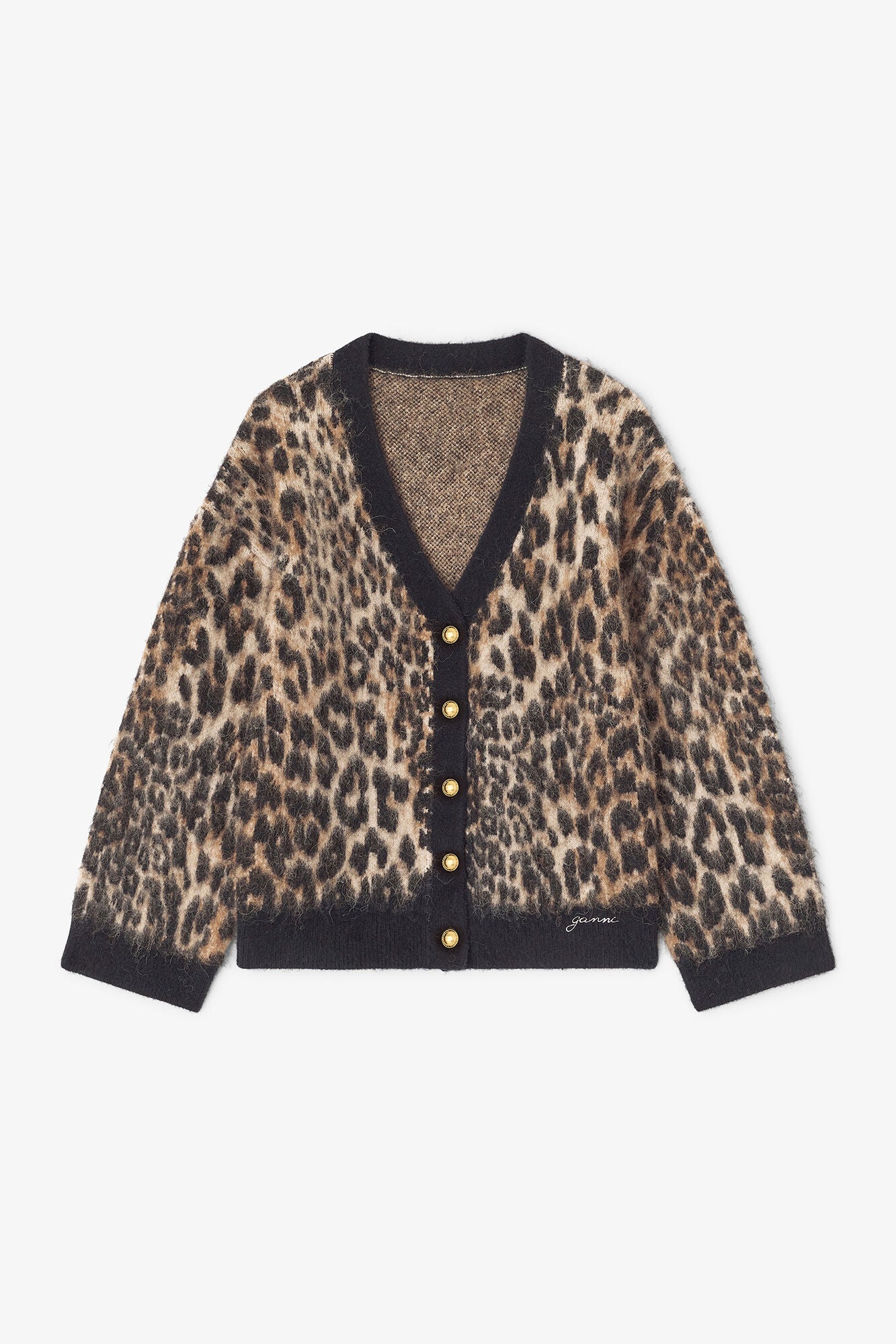 GANNI On Sale Leopard V-neck Cardigan