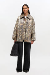 GANNI For Sale Leopard Laminated Cotton Jacket