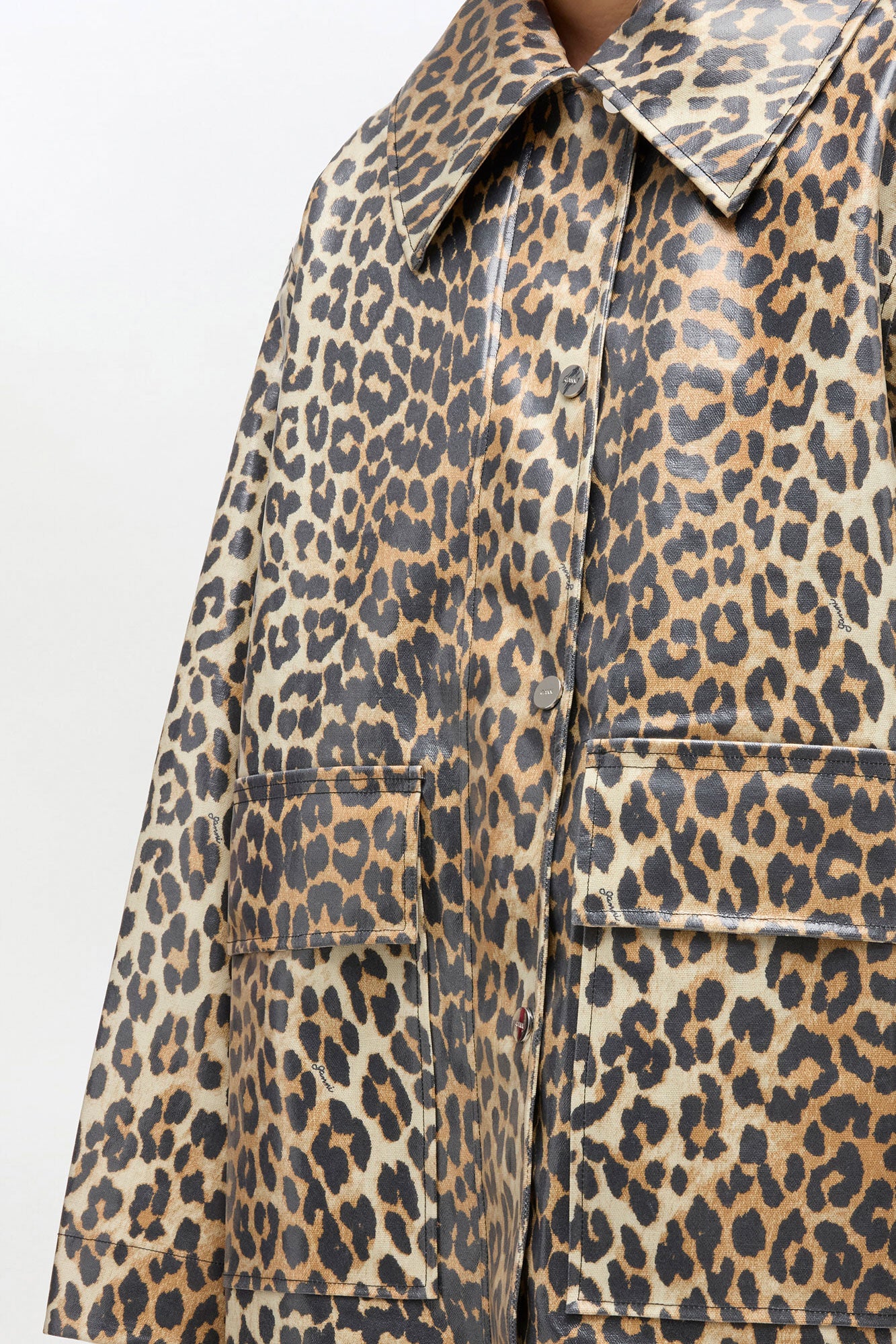 GANNI For Sale Leopard Laminated Cotton Jacket
