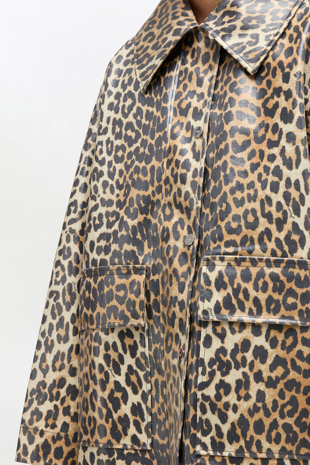 GANNI For Sale Leopard Laminated Cotton Jacket
