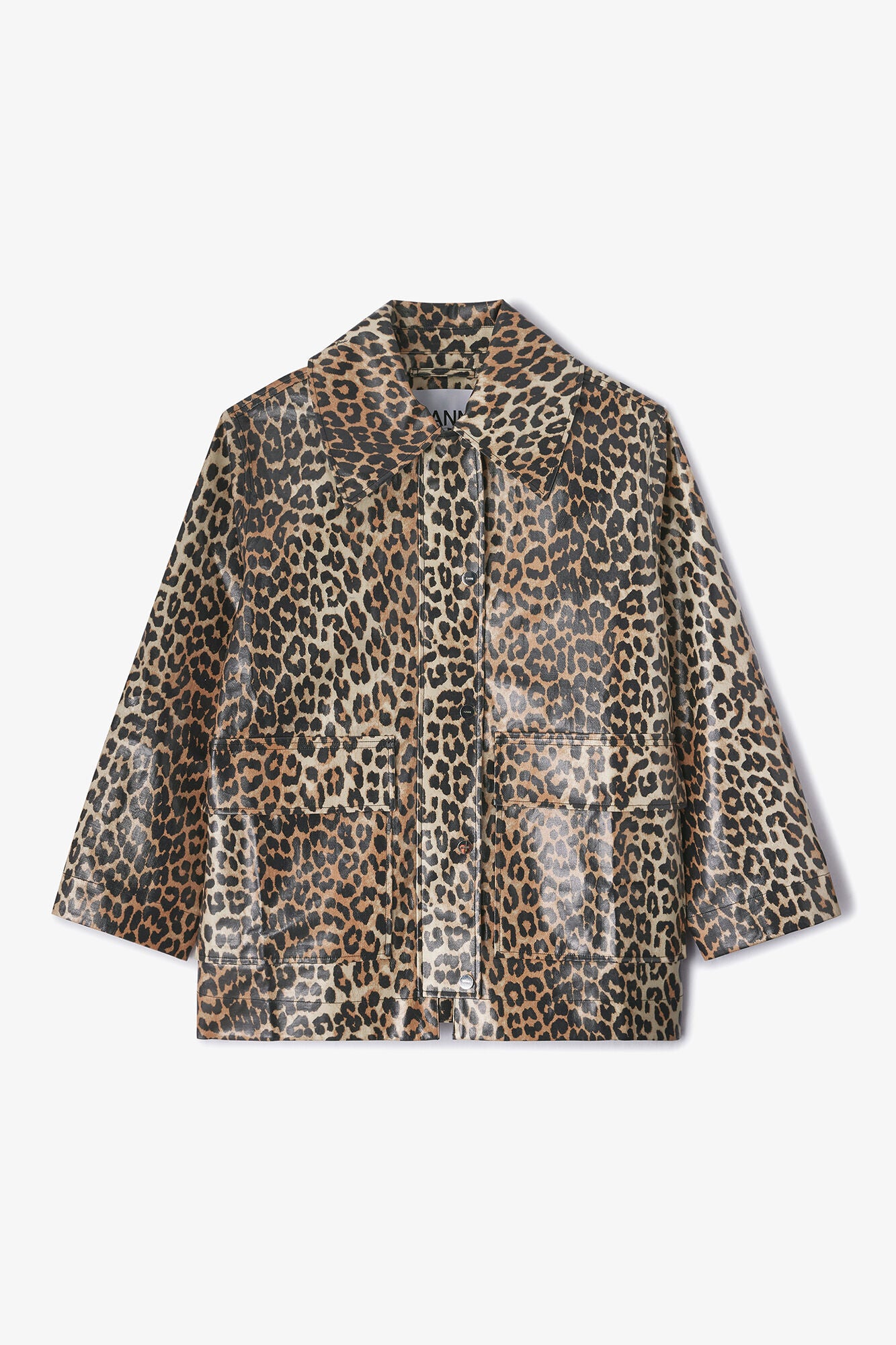 GANNI For Sale Leopard Laminated Cotton Jacket