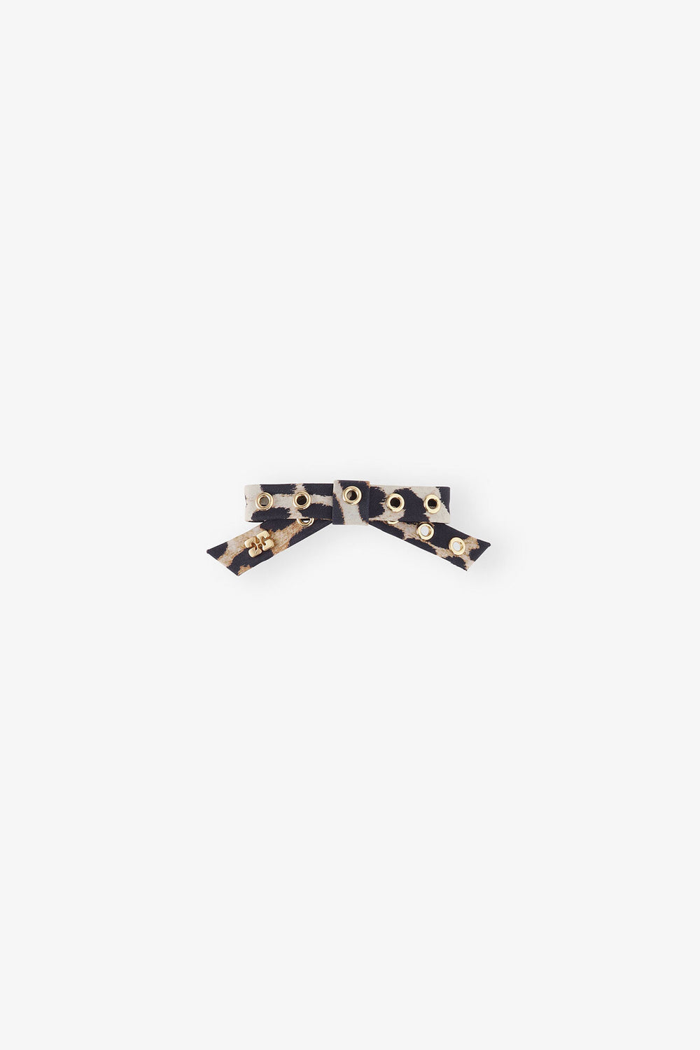 GANNI New Leopard Leopard Eyelet Bow Barrette