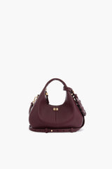 GANNI Discount Port Royale Mini Hobo Bag in Burgundy