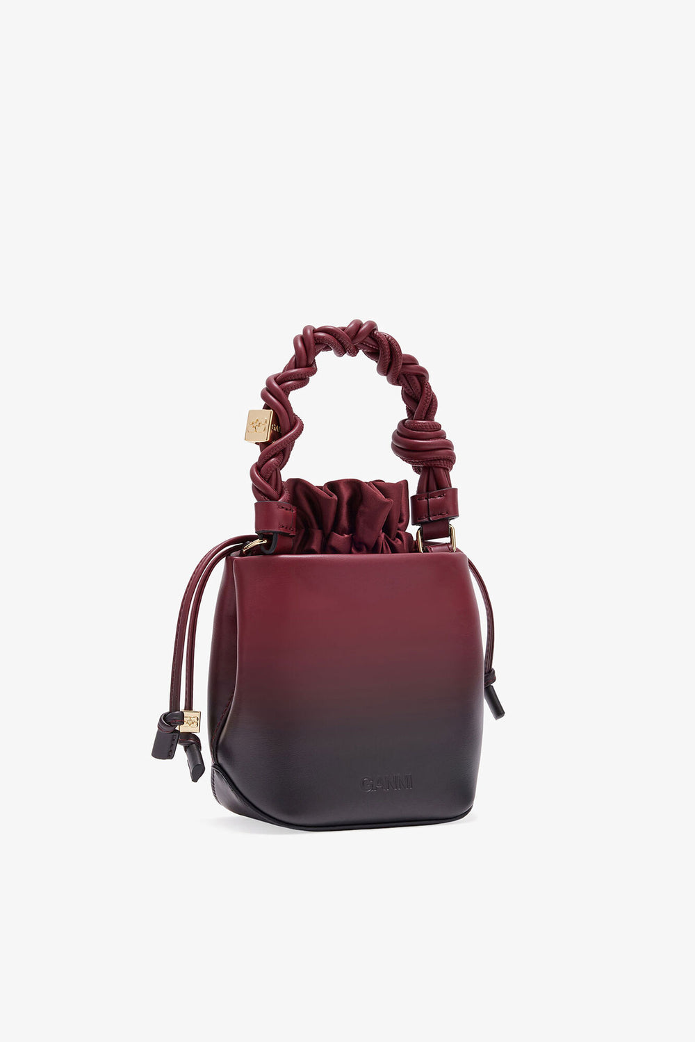 GANNI On Sale Tawny Port Red Gradient Mini Bou Bucket Bag