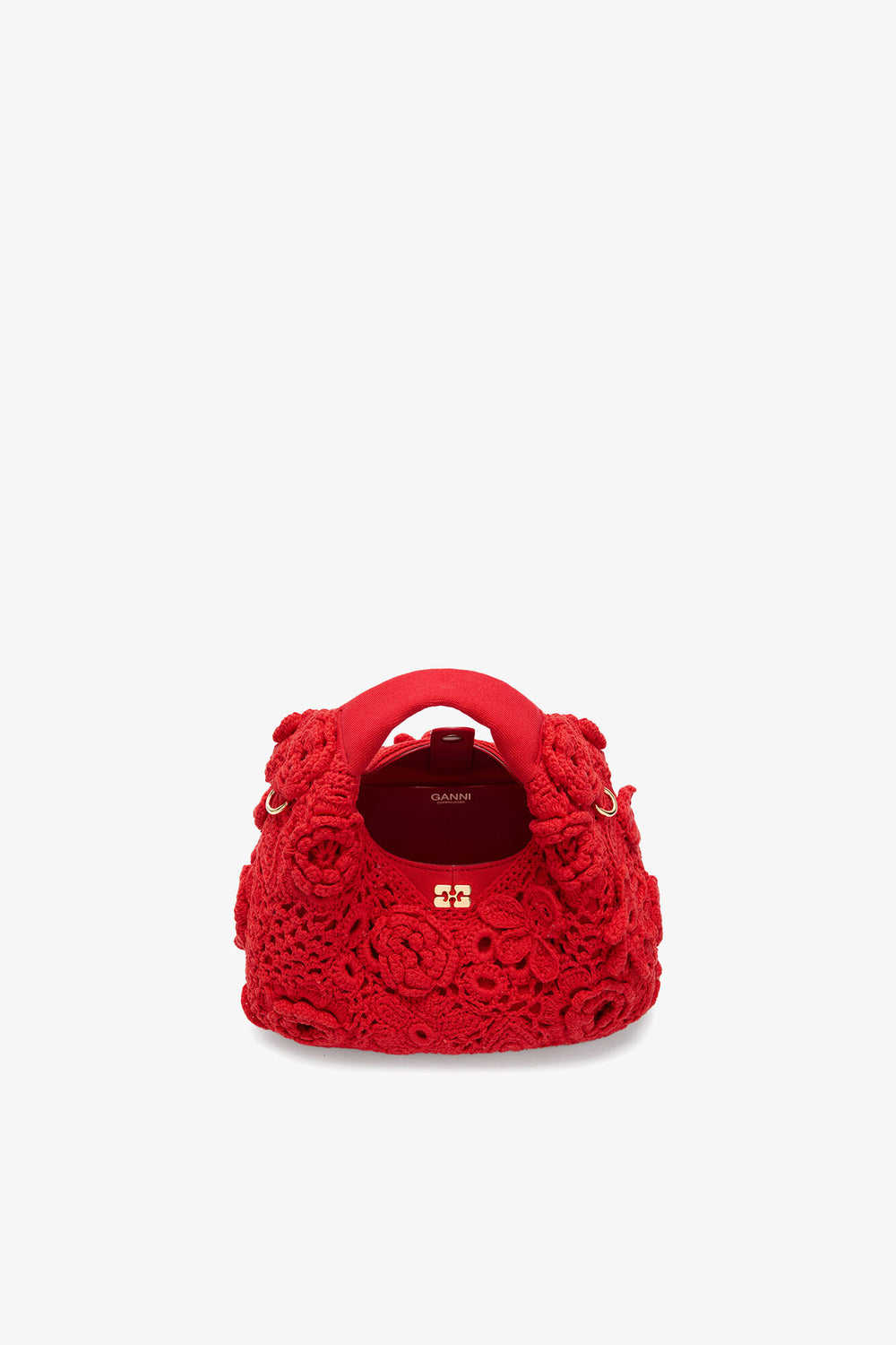 GANNI For Sale Goji Berry Mini Hobo Bag in Red Crochet