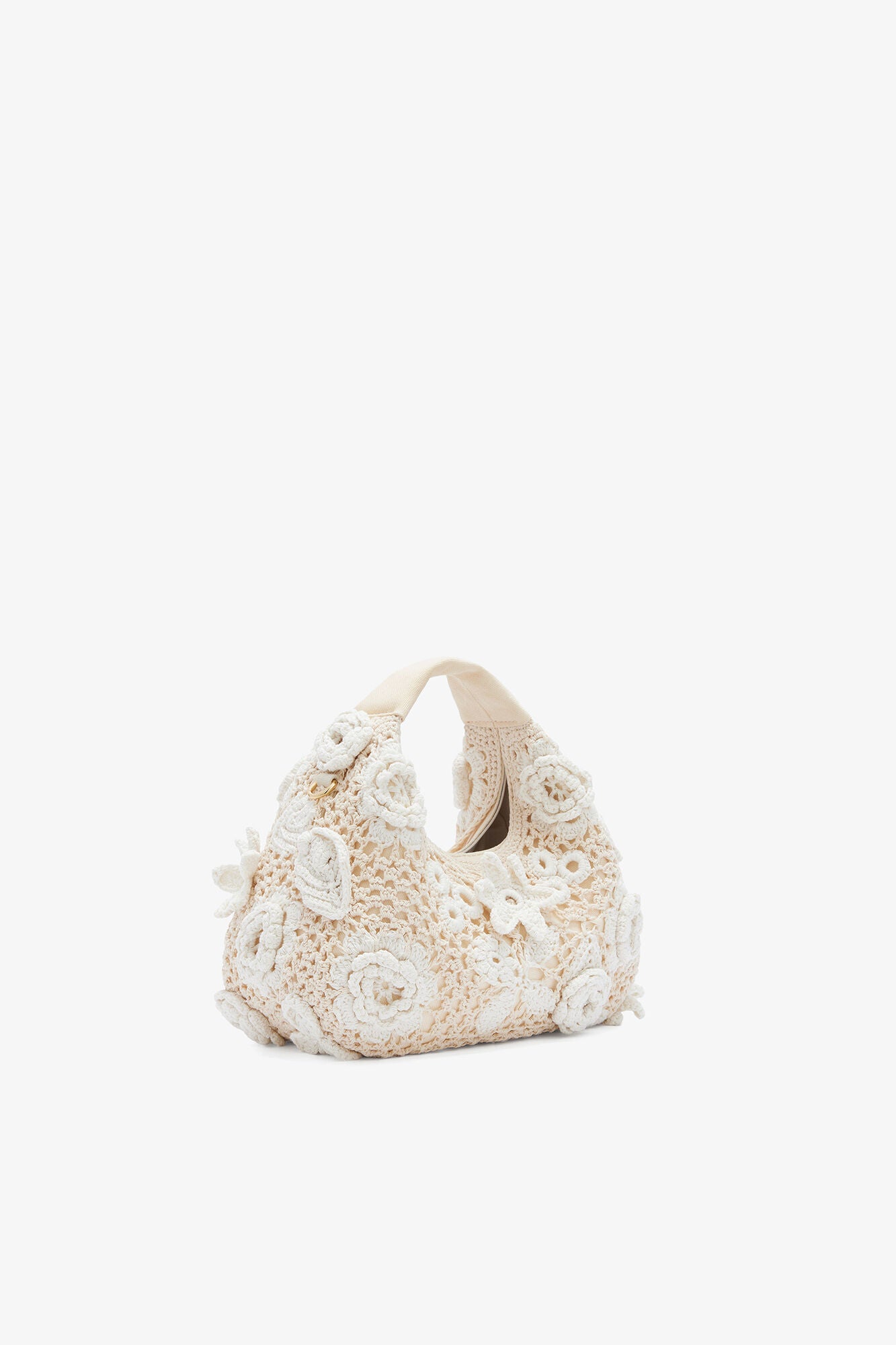GANNI Hot Sale Egret Mini Hobo Bag in White Crochet