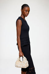 GANNI Hot Sale Egret Mini Hobo Bag in White Crochet
