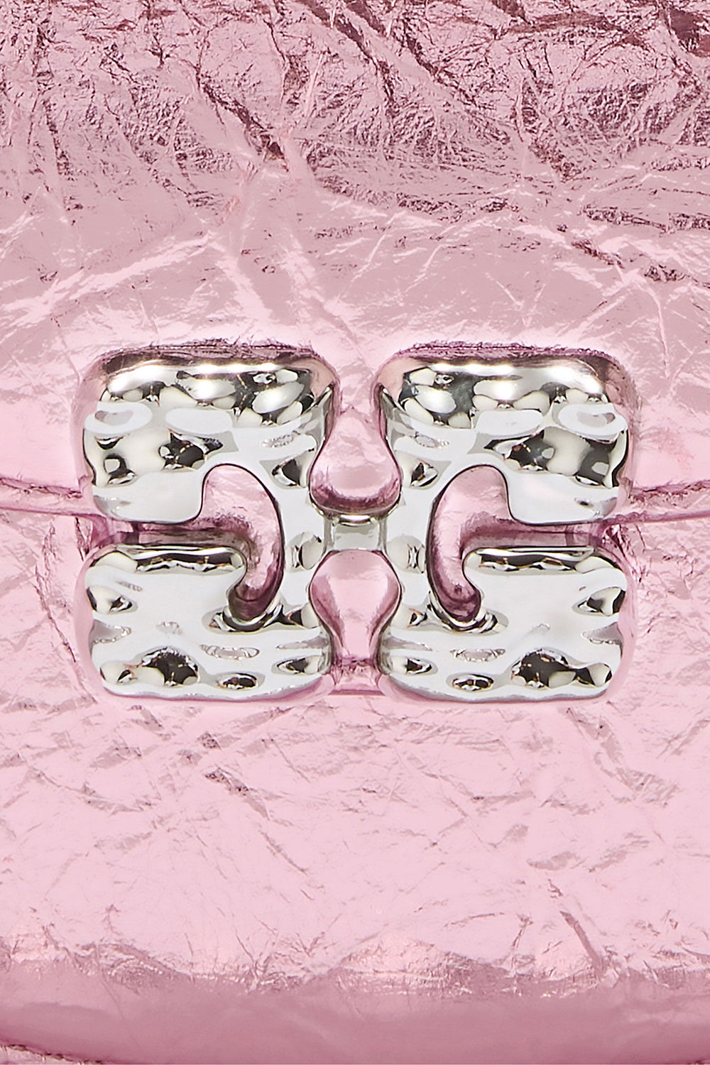 GANNI New Silver Pink Lulu Wallet On Chain in Metallic