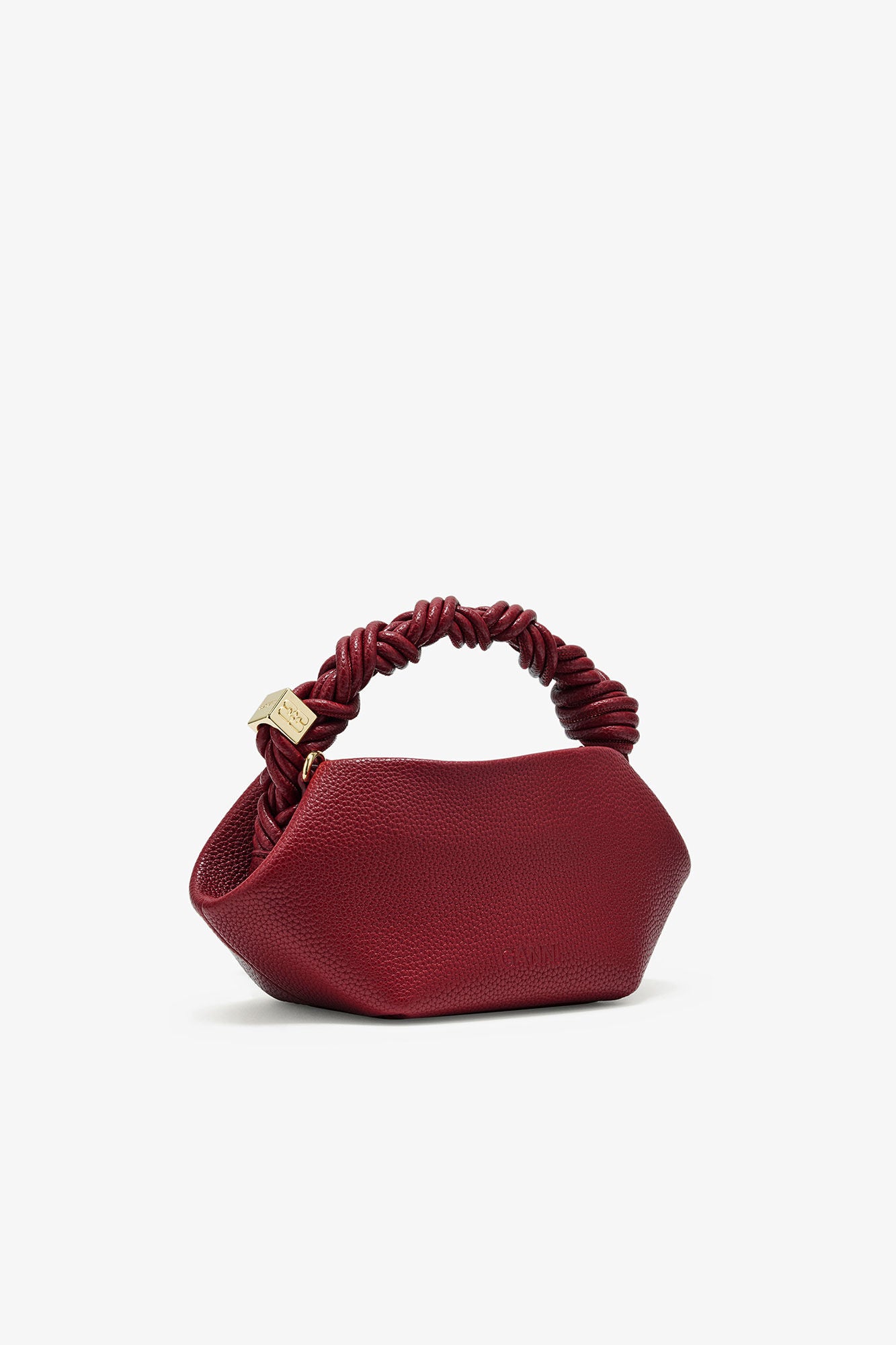 GANNI us Red Dahlia Burgundy Grained Mini Bou Bag