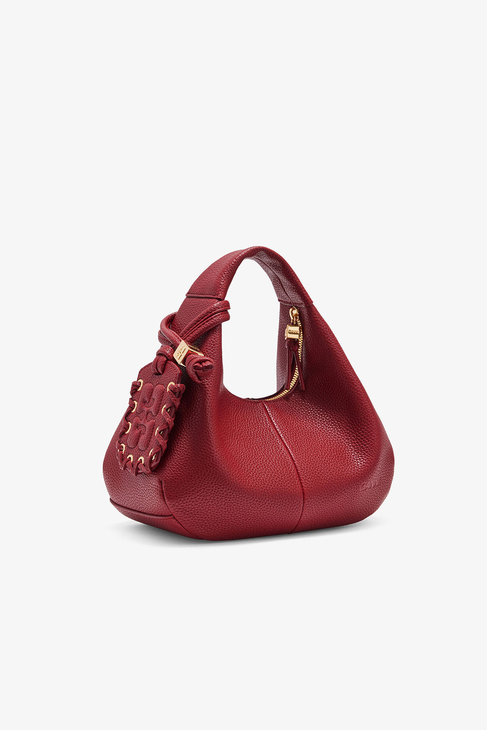 GANNI Online Red Dahlia Grained Mini Hobo Bag