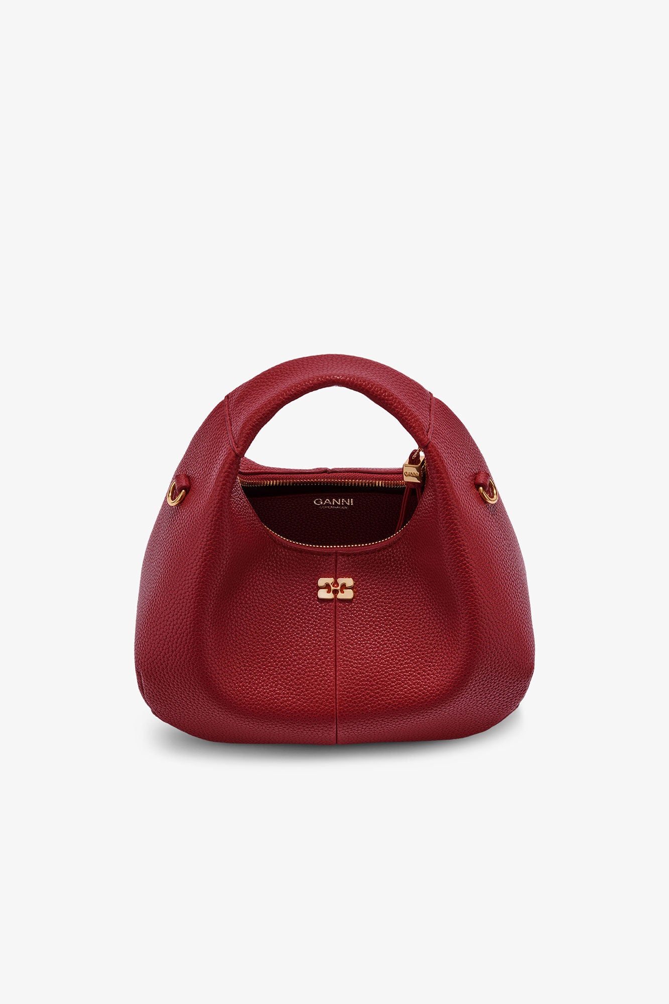 GANNI Online Red Dahlia Grained Mini Hobo Bag