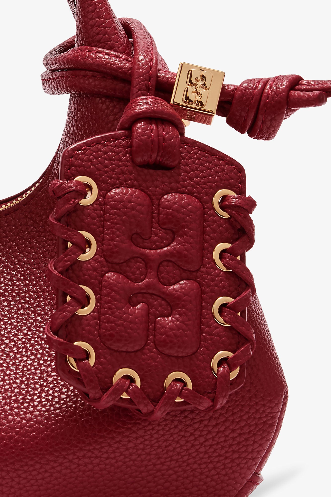 GANNI Online Red Dahlia Grained Mini Hobo Bag