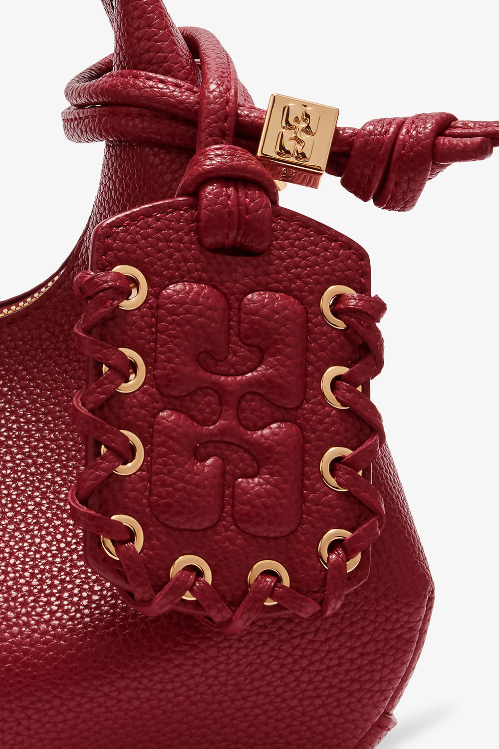 GANNI Online Red Dahlia Grained Mini Hobo Bag