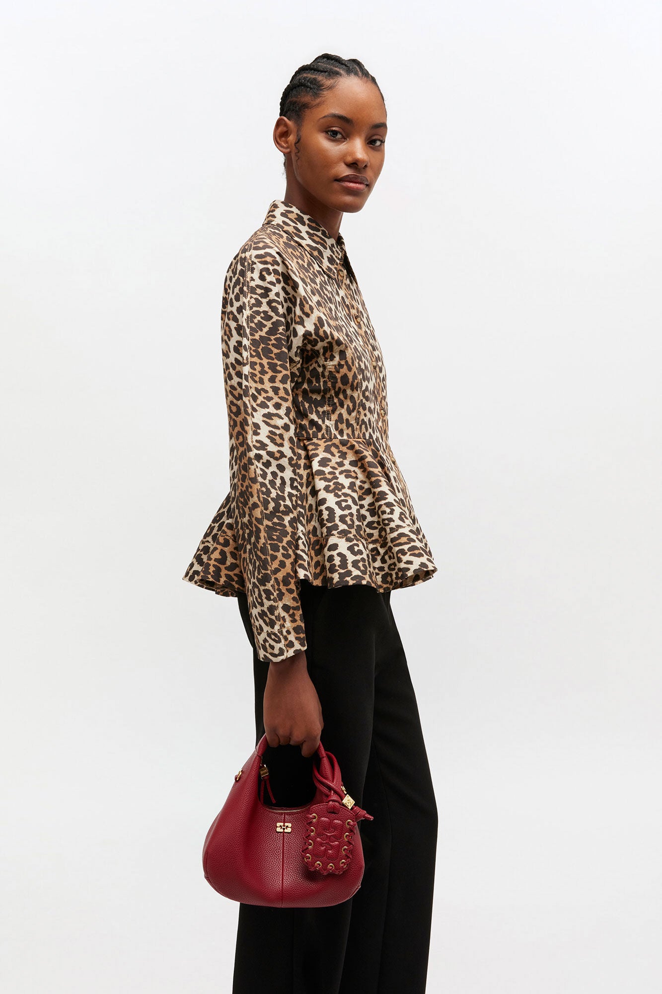 GANNI Online Red Dahlia Grained Mini Hobo Bag