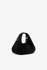GANNI On Sale Black Velvet Moire Mini Hobo Bag