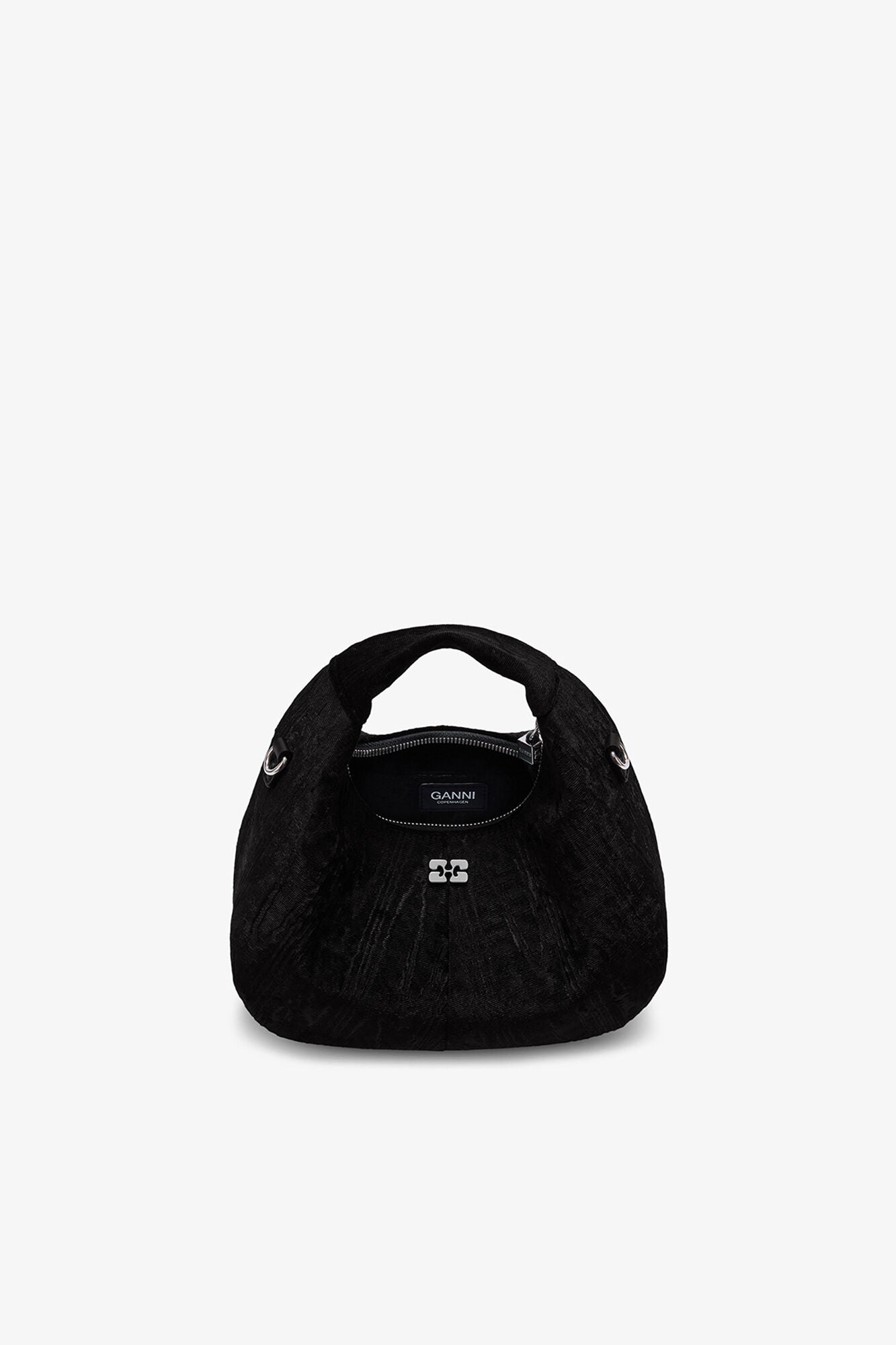 GANNI On Sale Black Velvet Moire Mini Hobo Bag