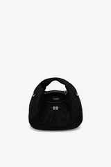 GANNI On Sale Black Velvet Moire Mini Hobo Bag
