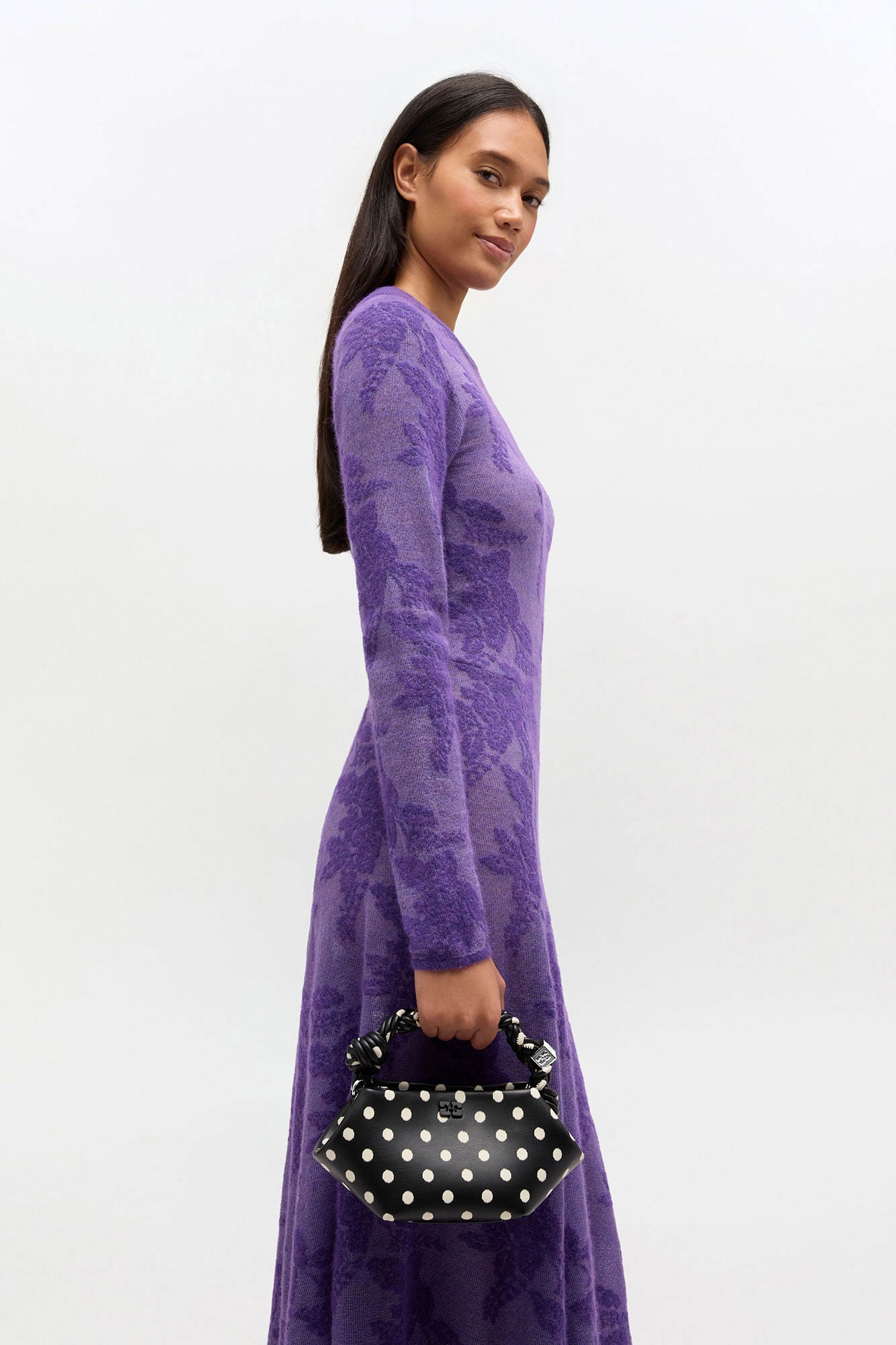 GANNI For Sale Black Polka-Dot Mini Bou Bag