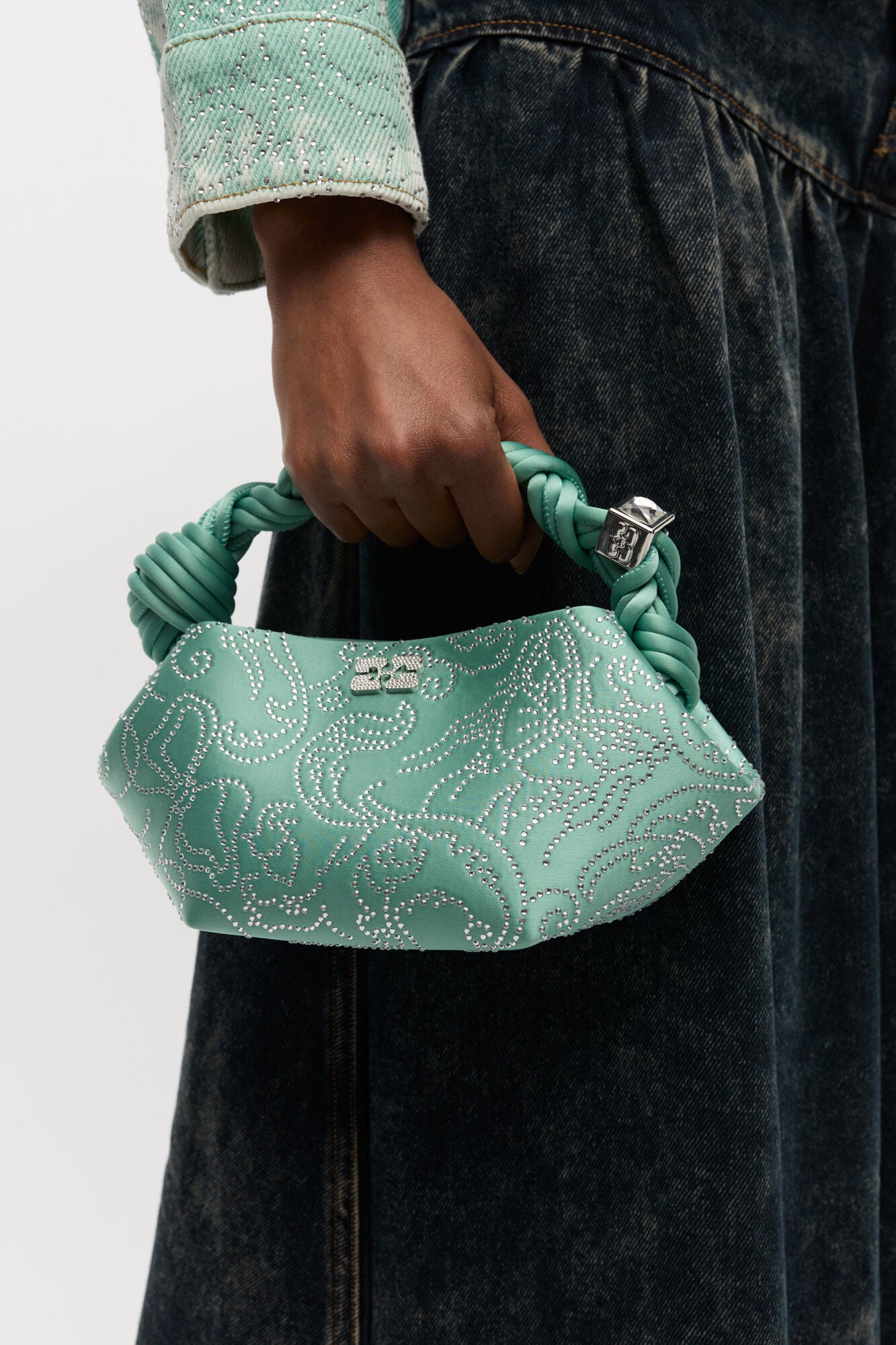 GANNI Sale Brook Green Green Rhinestone Mini Bou Bag