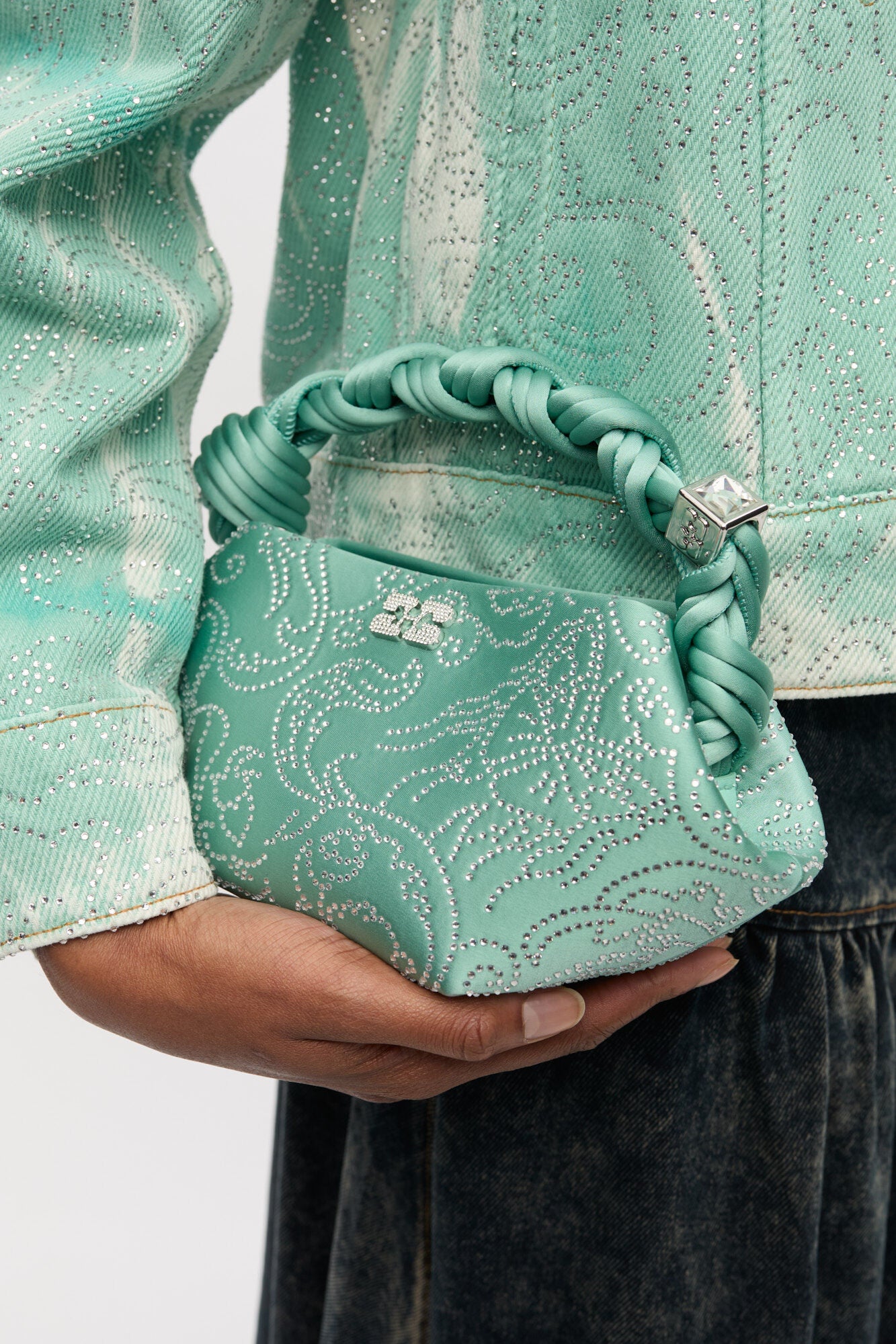 GANNI Sale Brook Green Green Rhinestone Mini Bou Bag