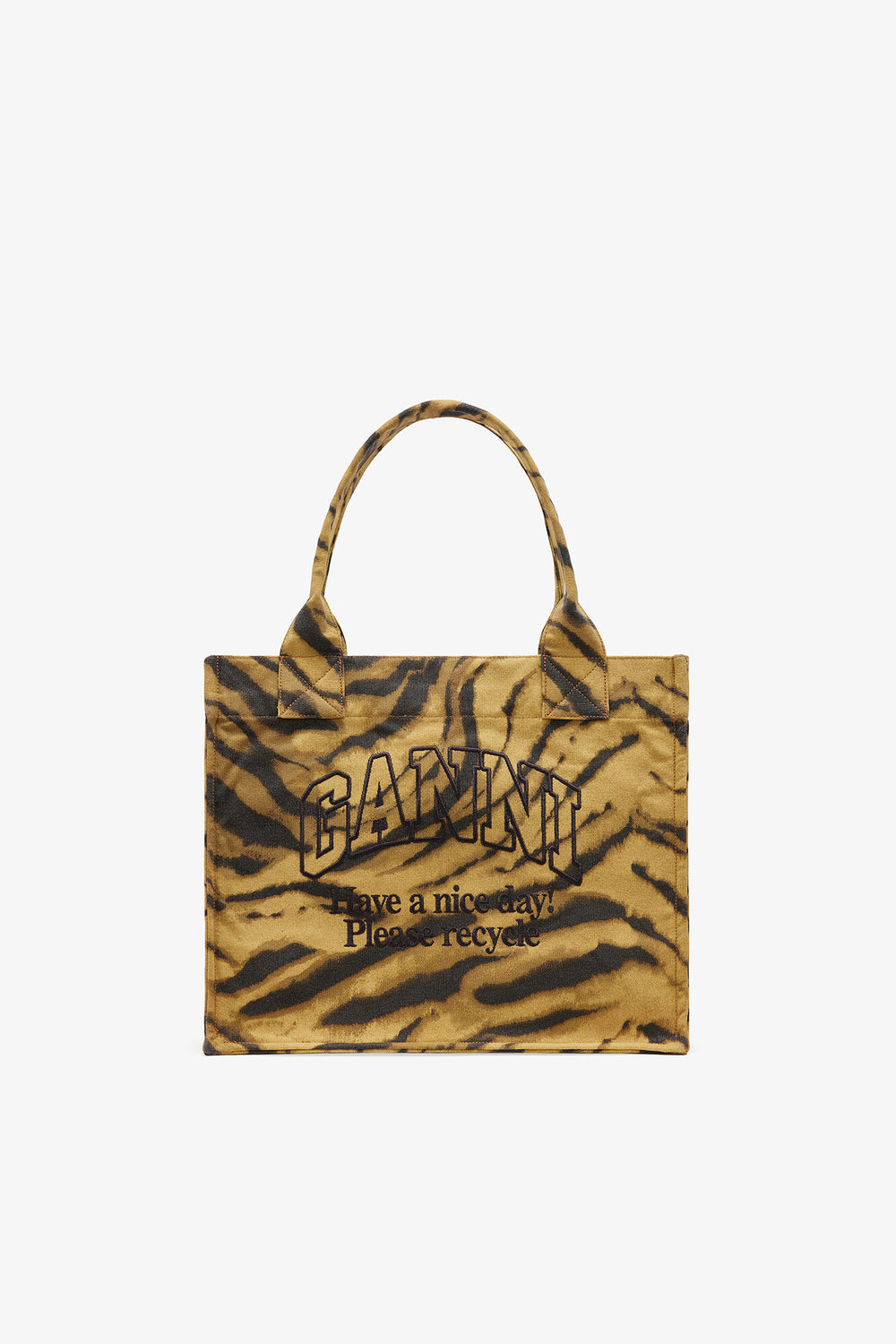GANNI New Khaki Zebra Print Large Tote