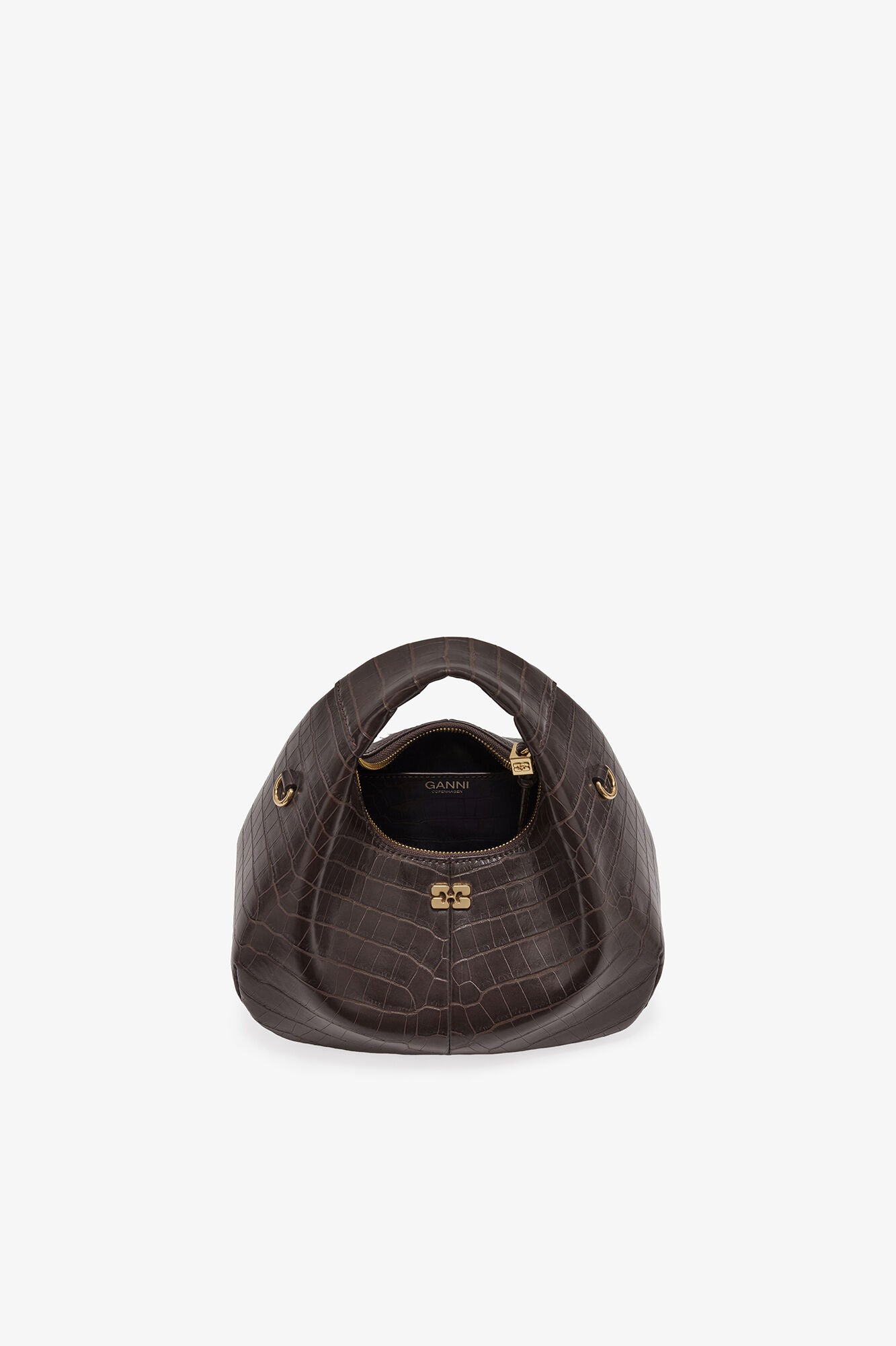 GANNI Sale Chocolate Fondant Brown Croco Mini Hobo Bag