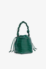 GANNI Discount Pineneedle Green Patent Croco Bou Bucket Bag