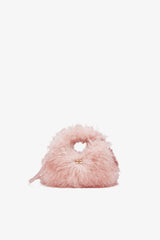 GANNI Hot Sale Mary's Rose Pink Fur Mini Hobo Bag