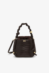 GANNI New Chocolate Fondant Brown Croco Bou Bucket Bag