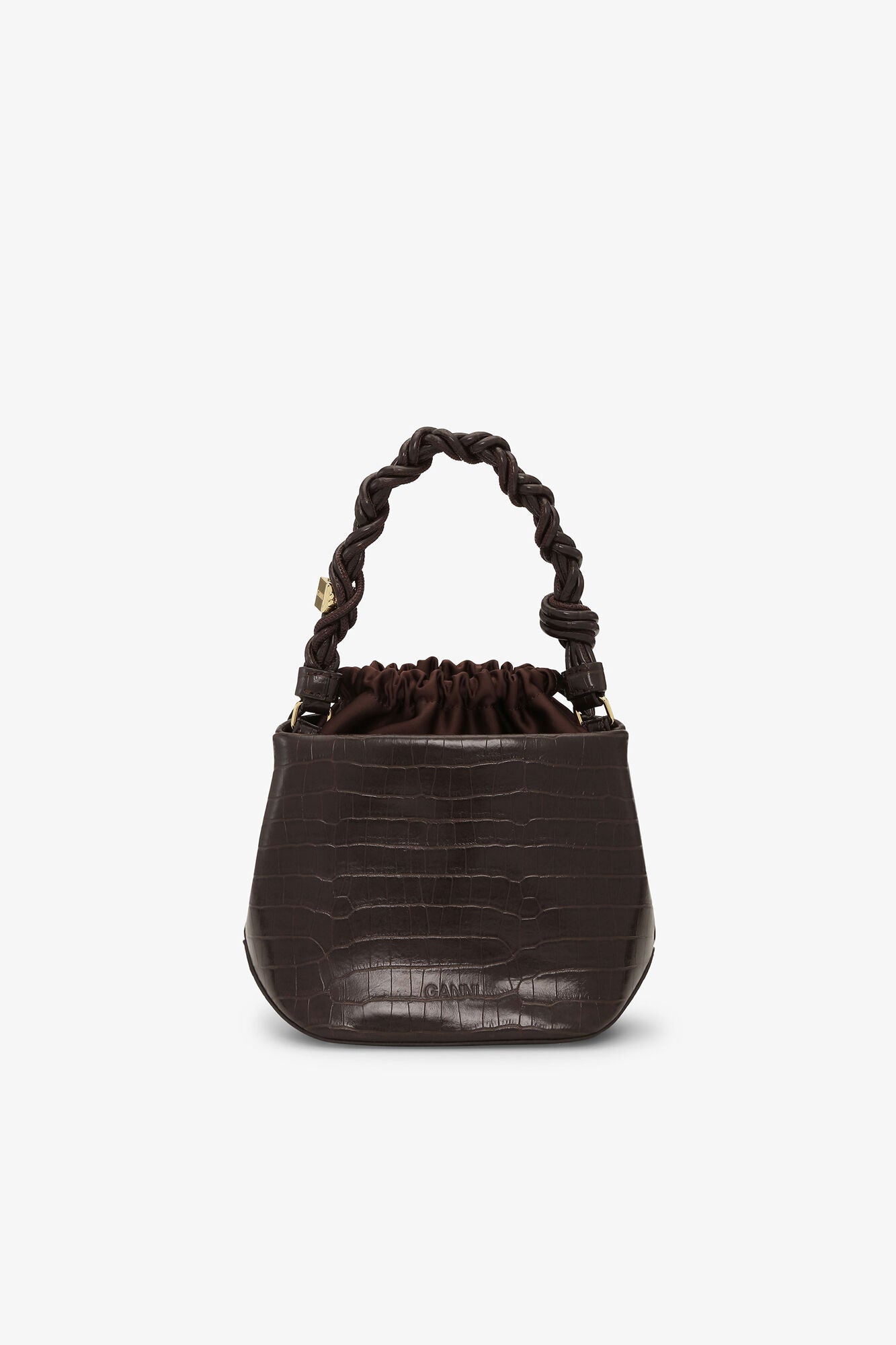 GANNI New Chocolate Fondant Brown Croco Bou Bucket Bag