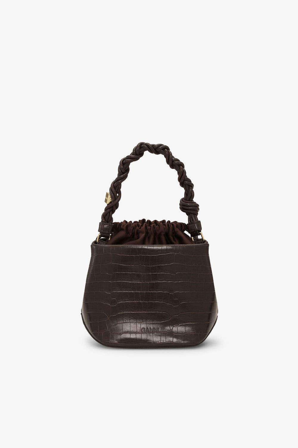 GANNI New Chocolate Fondant Brown Croco Bou Bucket Bag