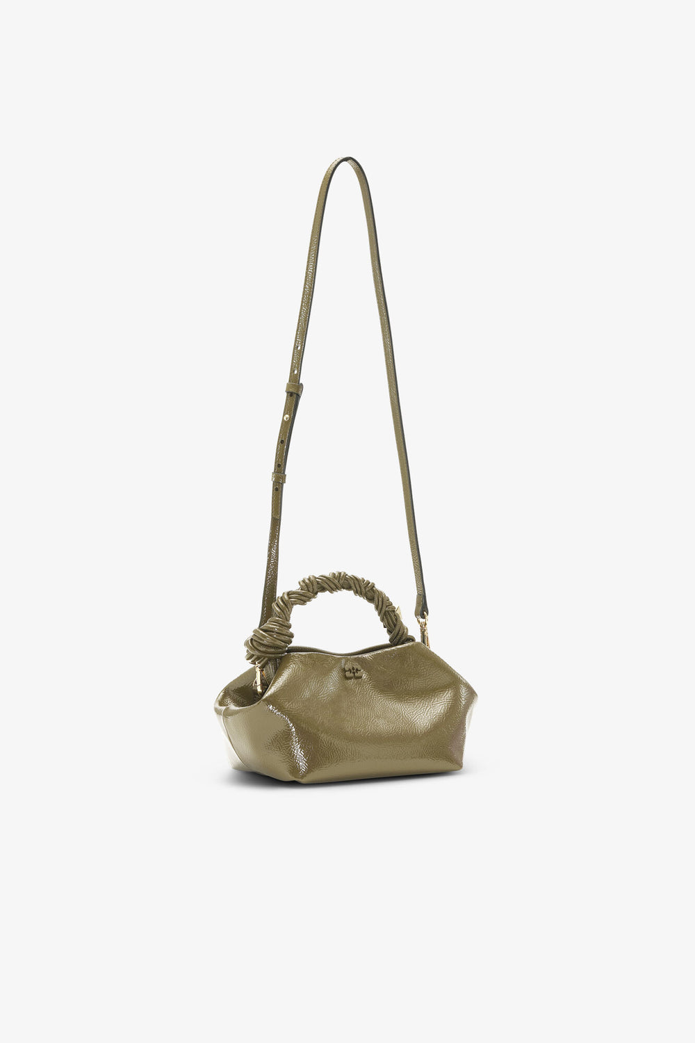 GANNI Outlet Military Olive Olive Green Patent Small Bou Bag