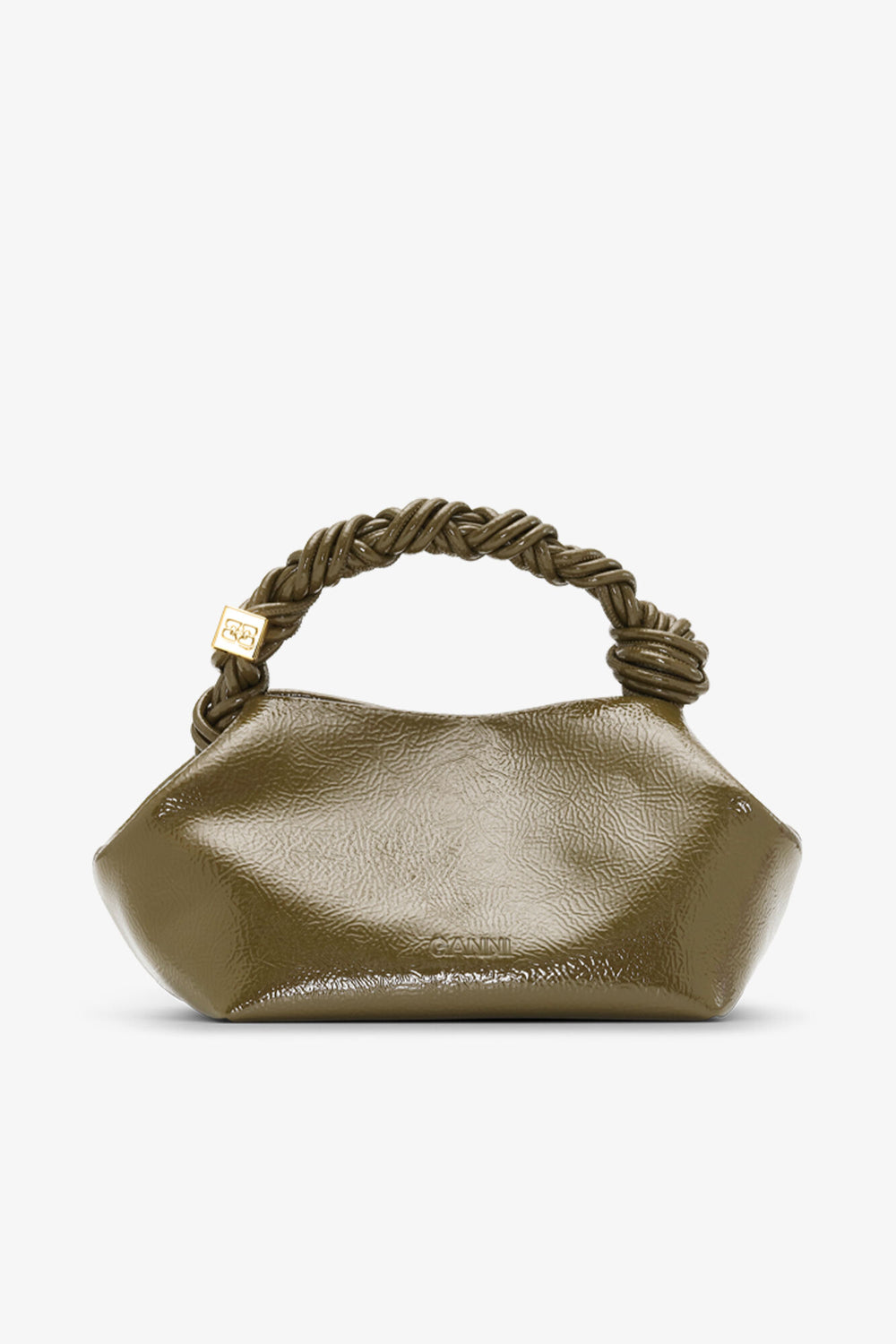 GANNI Outlet Military Olive Olive Green Patent Small Bou Bag