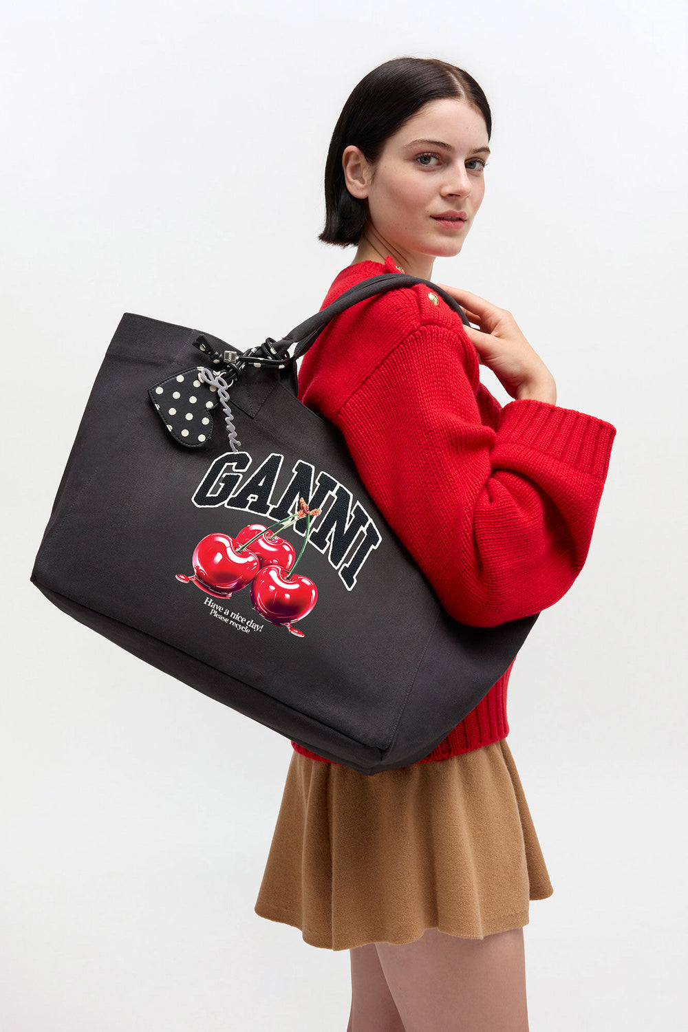 GANNI us Phantom Black Medium Cherry Tote
