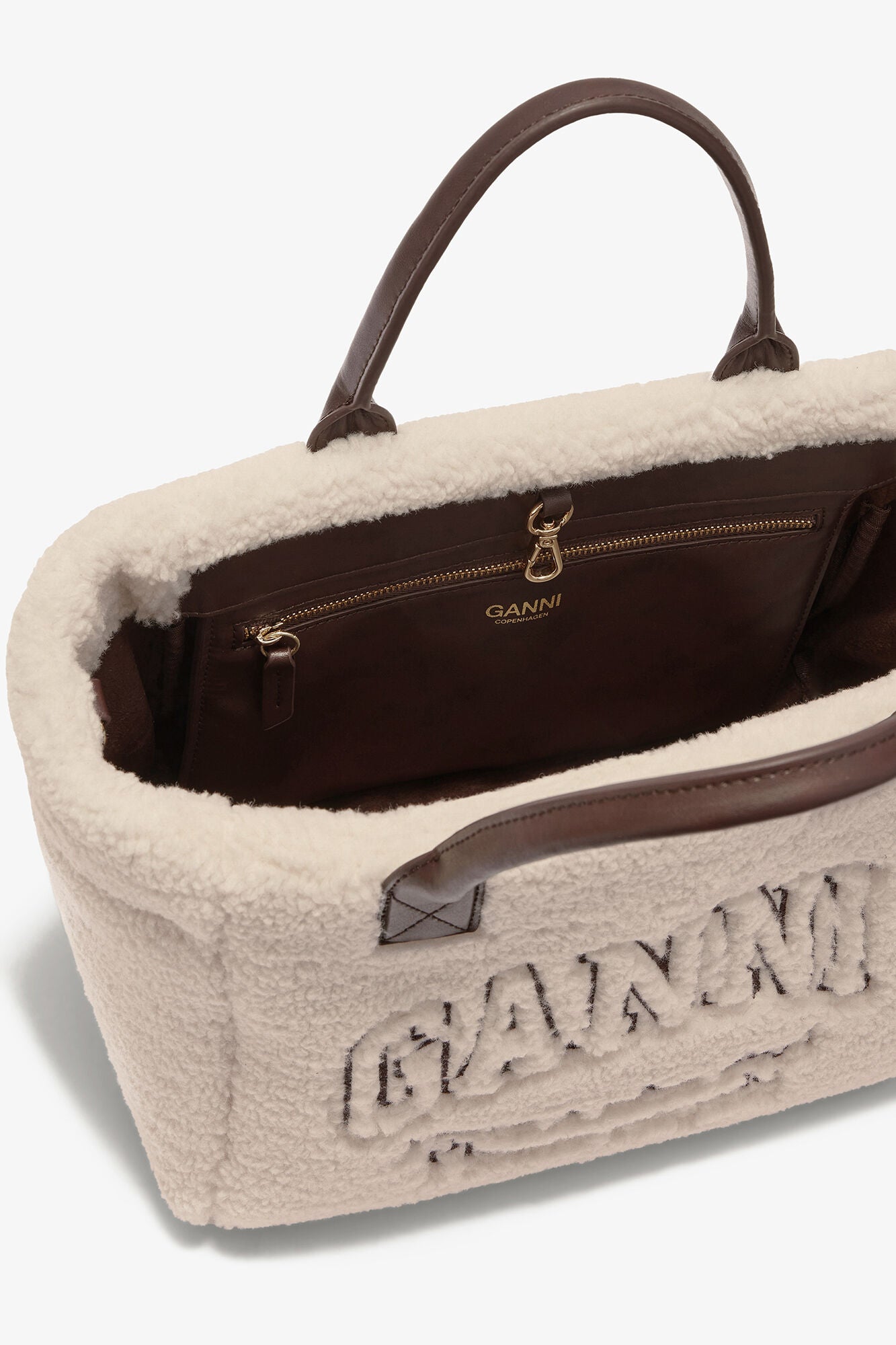 GANNI For Sale Egret Shearling Small Tote