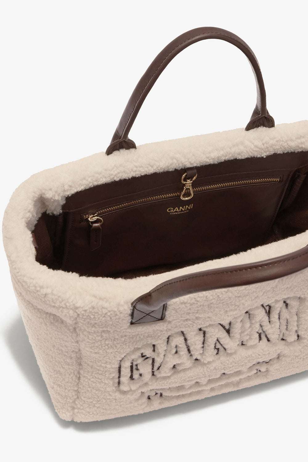 GANNI For Sale Egret Shearling Small Tote