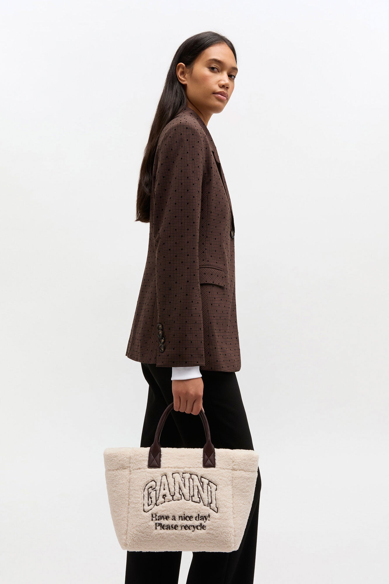 GANNI For Sale Egret Shearling Small Tote