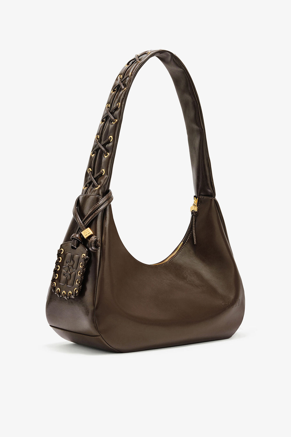 GANNI Outlet Dark Olive Green Medium Laces Hobo Bag
