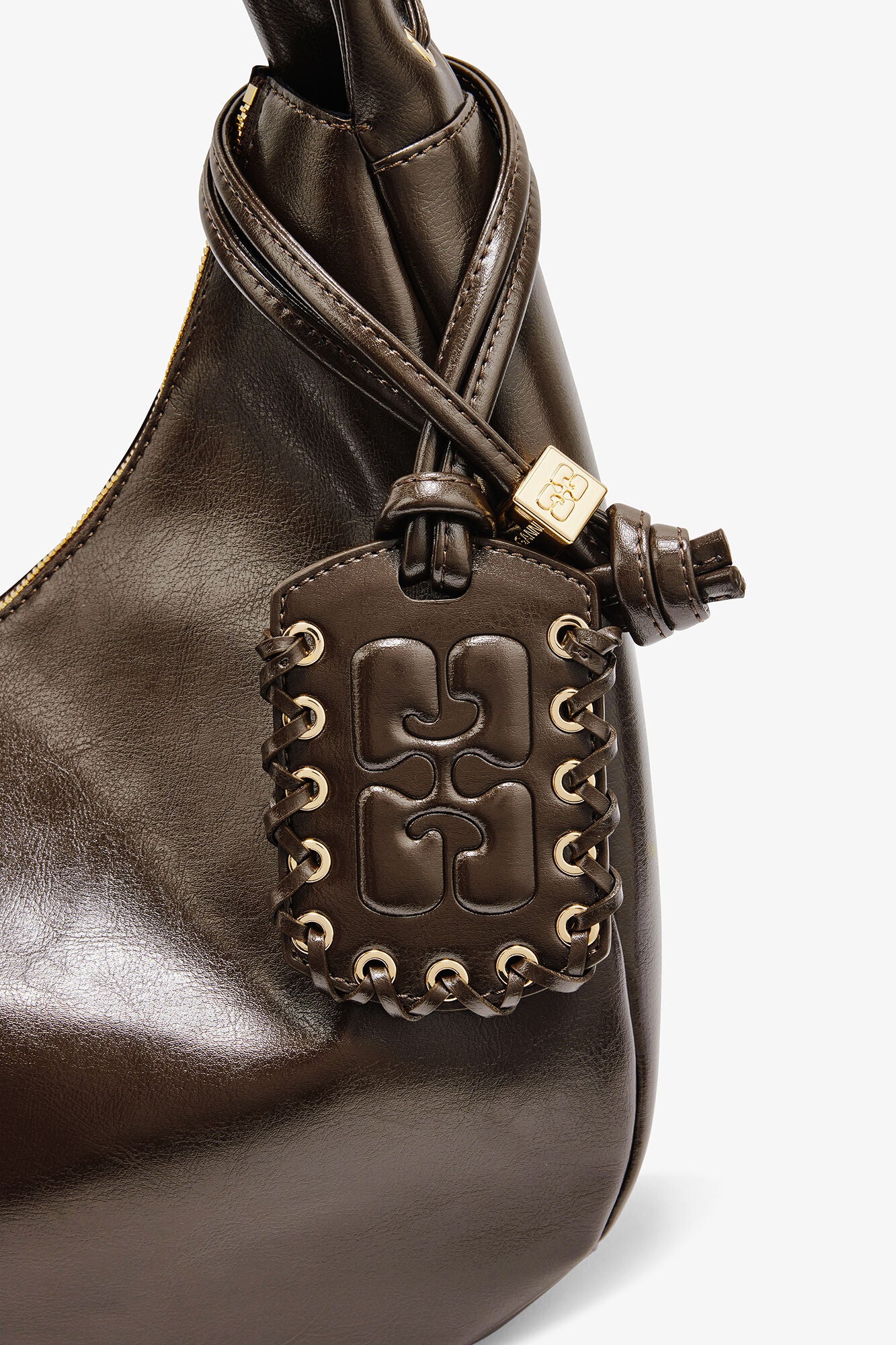 GANNI Outlet Dark Olive Green Medium Laces Hobo Bag