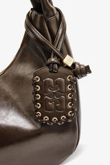 GANNI Outlet Dark Olive Green Medium Laces Hobo Bag
