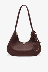 GANNI Online Chicory Coffee Brown Grained Medium Hobo Bag