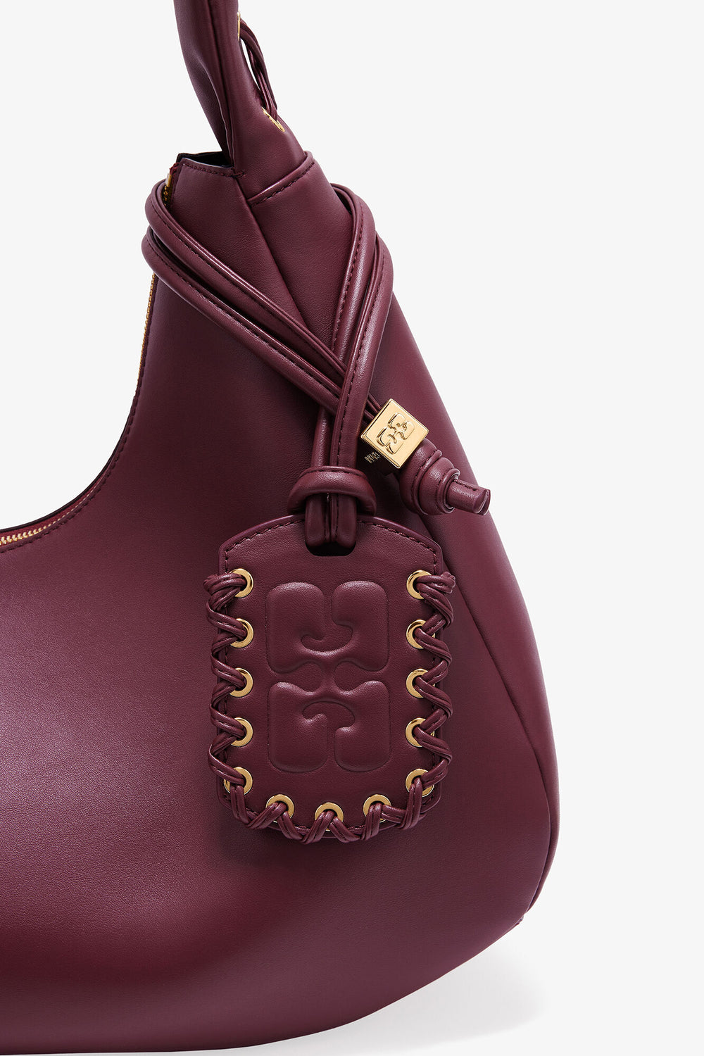 GANNI Sale Burgundy Burgundy Medium Laces Hobo Bag