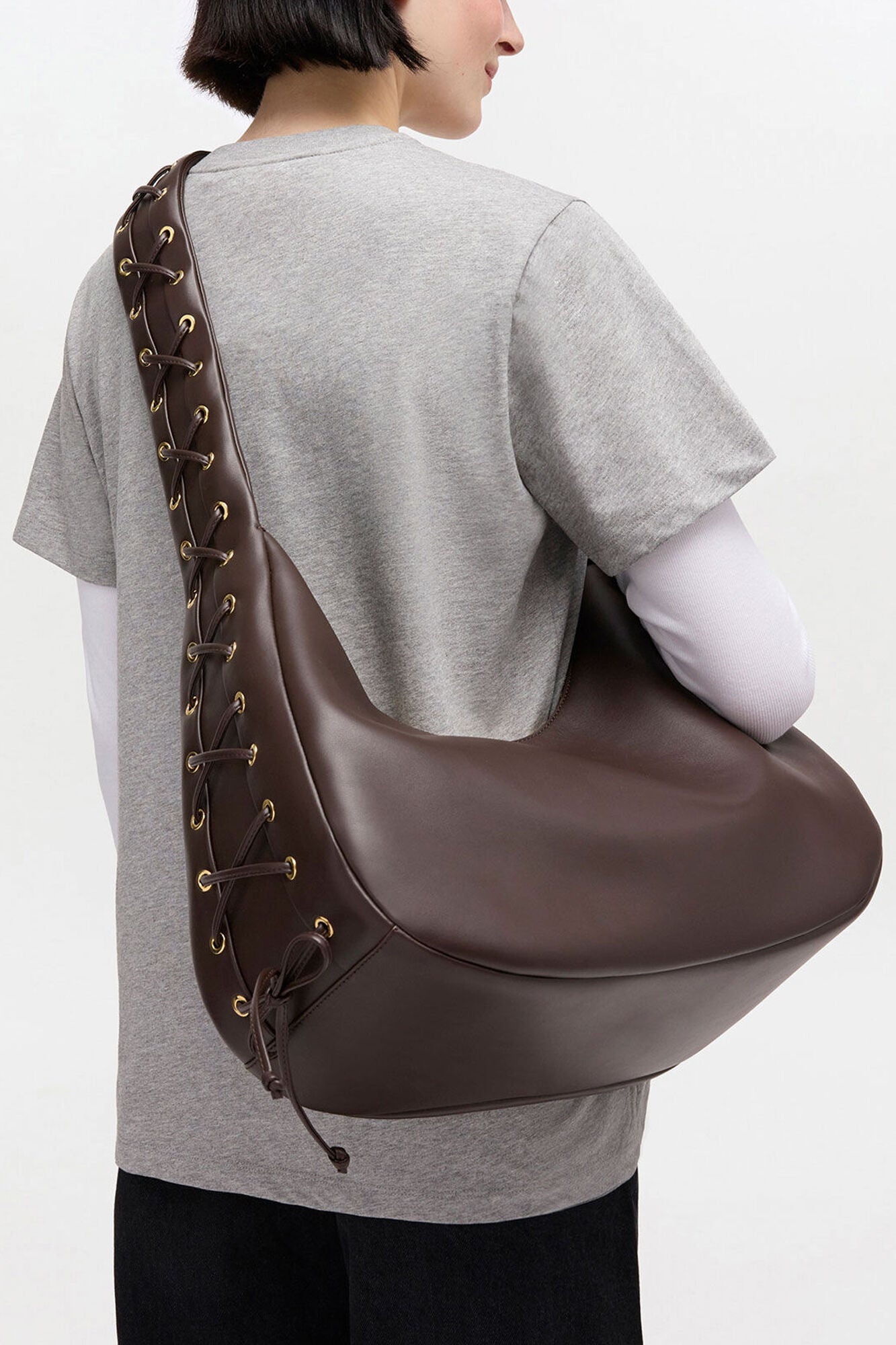GANNI New Chocolate Torte Brown Medium Laces Hobo Bag