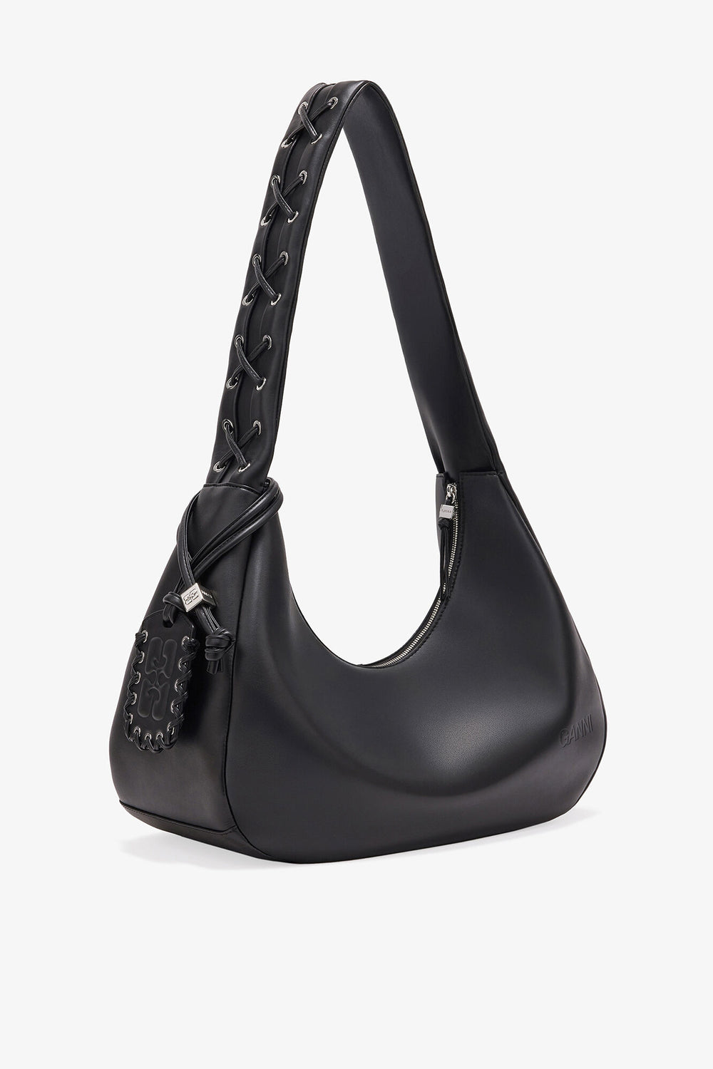 GANNI us Black Black Medium Laces Hobo Bag